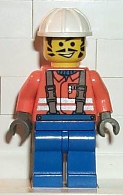 LEGO Minifigure-Construction Worker - Orange Shirt, White Construction Helmet-Town / Town Jr. / Construction-CON003-Creative Brick Builders